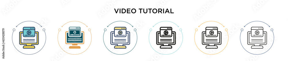 Poster video tutorial icon in filled, thin line, outline and stroke style. vector illustration of two color