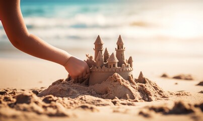 Fototapeta na wymiar sand castle on the beach