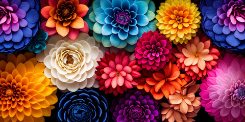 Kaleidoscope Blooms: Multicolored Floral Array