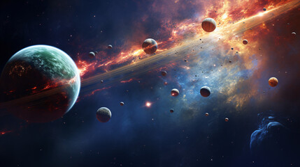 Obraz na płótnie Canvas Galaxy planets view