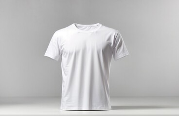 3D rendering with white T-shirt template (front) mockup isolated on white background, Fashion mockup concept.