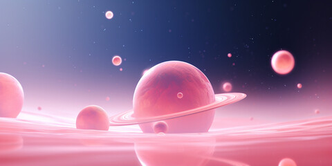 Pink puppet style, in outer space, barbie universe © Andrii IURLOV