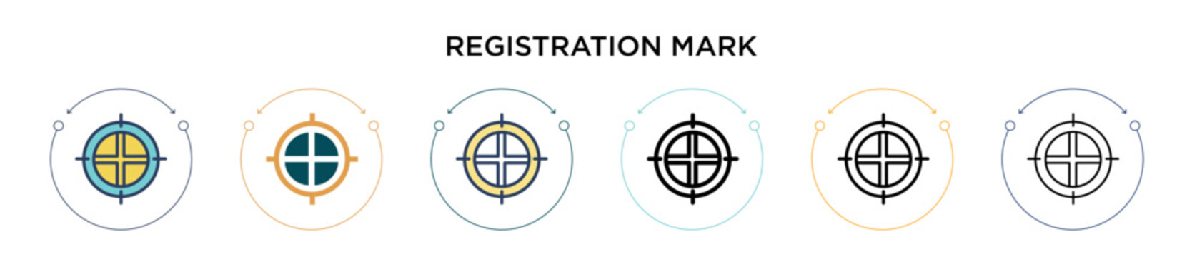 Registration mark icon in filled, thin line, outline and stroke style. Vector illustration of two colored and black registration mark vector icons designs can be used for mobile, ui, web