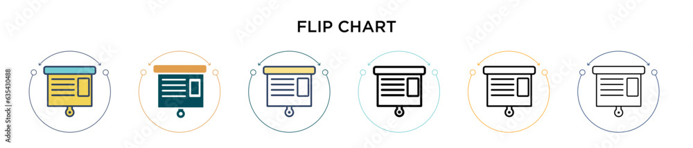 Poster flip chart icon in filled, thin line, outline and stroke style. vector illustration of two colored a