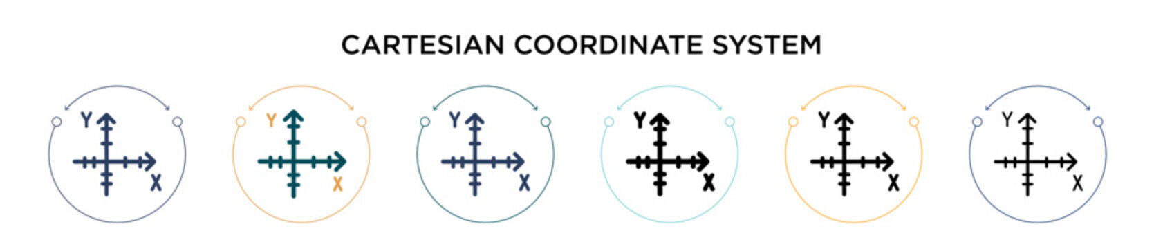 Cartesian coordinate system icon in filled, thin line, outline and stroke style. Vector illustration of two colored and black cartesian coordinate system vector icons designs can be used for mobile,