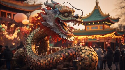 Obraz premium Chinese new year of the green wooden dragon