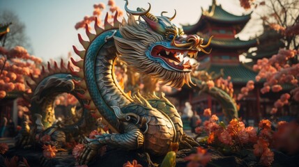 Obraz premium Chinese new year of the green wooden dragon
