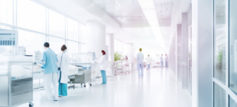 Doctors and nurse people in hospital background, Concept of Medical technology service, Healthcare professional team, laboratory research, and development, image double exposure, blurred