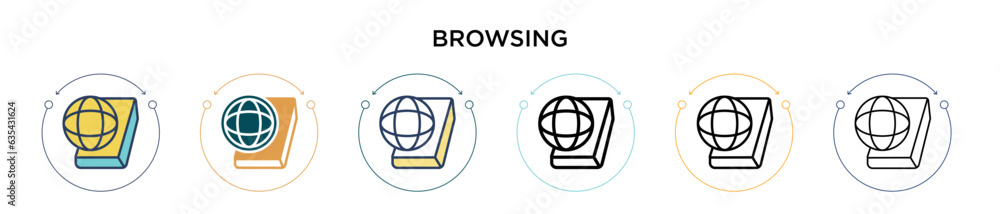 Poster browsing icon in filled, thin line, outline and stroke style. vector illustration of two colored and