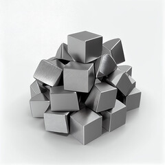 A pile of raw lithium metal cubes isolated, White background, clipart, no text, no mockup, Ai generated image 