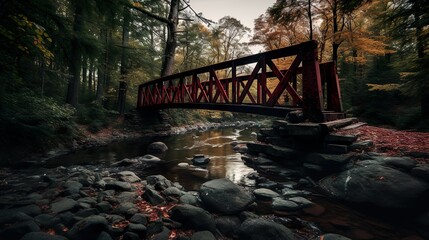 Bridge in the forest made with Ai generative technology, Property is fictional