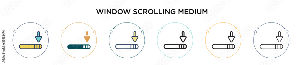 Aufkleber window scrolling medium icon in filled, thin line, outline and stroke style. vector illustration of 