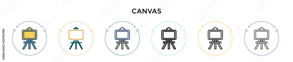 Poster canvas icon in filled, thin line, outline and stroke style. vector illustration of two colored and b