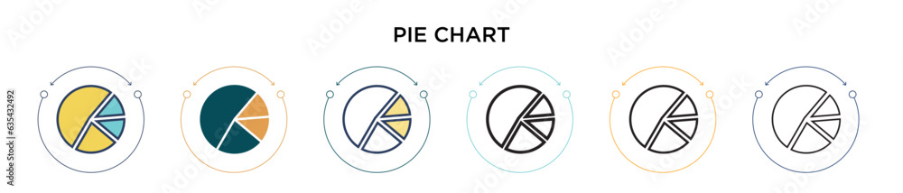 Poster pie chart icon in filled, thin line, outline and stroke style. vector illustration of two colored an