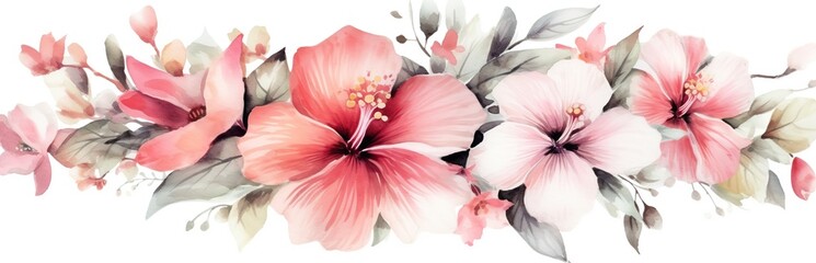Obraz na płótnie Canvas Watercolor illustration of colorful flowers. Generative AI