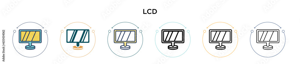 Poster lcd icon in filled, thin line, outline and stroke style. vector illustration of two colored and blac