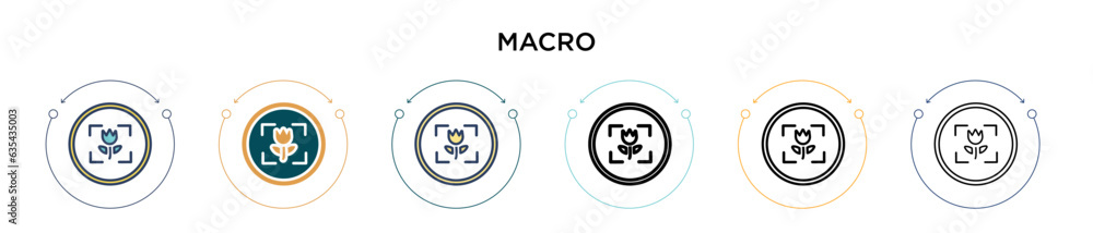Poster macro icon in filled, thin line, outline and stroke style. vector illustration of two colored and bl
