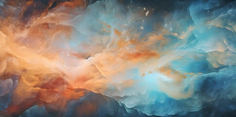 beautiful and colorful nebula in space. generative AI illustration.