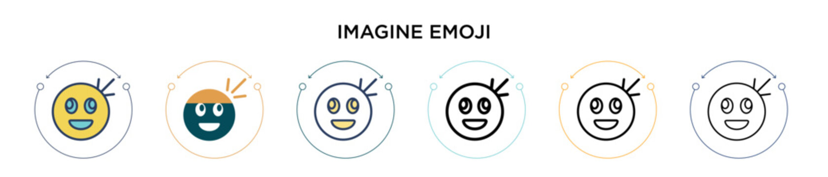 Imagine emoji icon in filled, thin line, outline and stroke style. Vector illustration of two colored and black imagine emoji vector icons designs can be used for mobile, ui, web