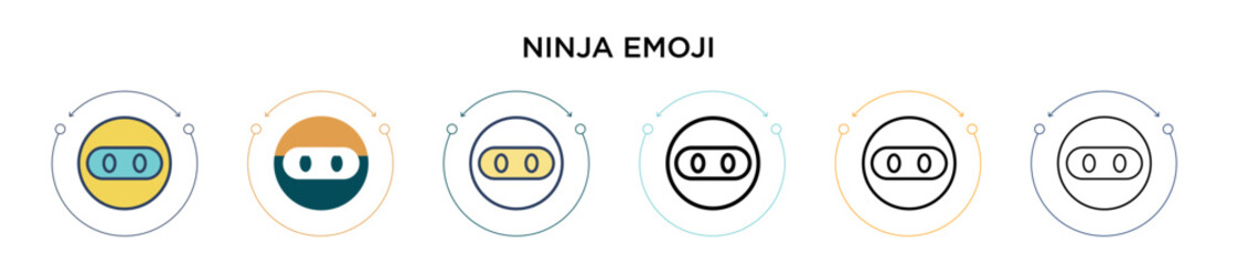 Ninja emoji icon in filled, thin line, outline and stroke style. Vector illustration of two colored and black ninja emoji vector icons designs can be used for mobile, ui, web © Digital Bazaar