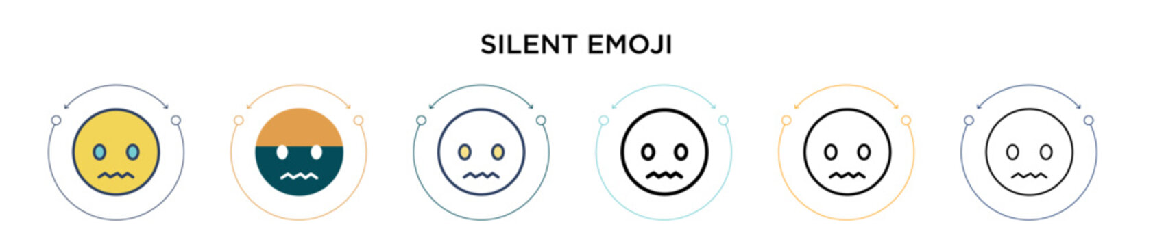 Silent emoji icon in filled, thin line, outline and stroke style. Vector illustration of two colored and black silent emoji vector icons designs can be used for mobile, ui, web