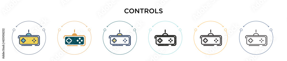 Aufkleber controls icon in filled, thin line, outline and stroke style. vector illustration of two colored and