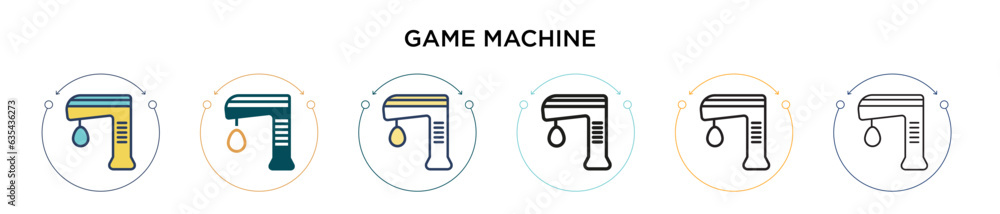 Poster game machine icon in filled, thin line, outline and stroke style. vector illustration of two colored
