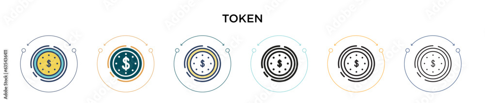 Poster token icon in filled, thin line, outline and stroke style. vector illustration of two colored and bl