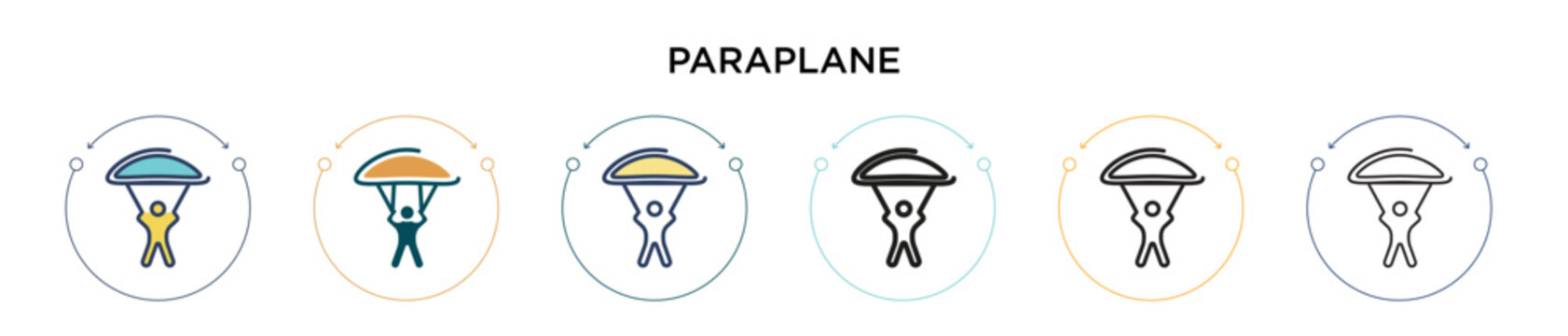 Paraplane icon in filled, thin line, outline and stroke style. Vector illustration of two colored and black paraplane vector icons designs can be used for mobile, ui, web