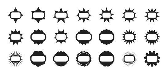 Star explosion sticker set. Retro flat style silhouette design for promotion, banner, poster, tags