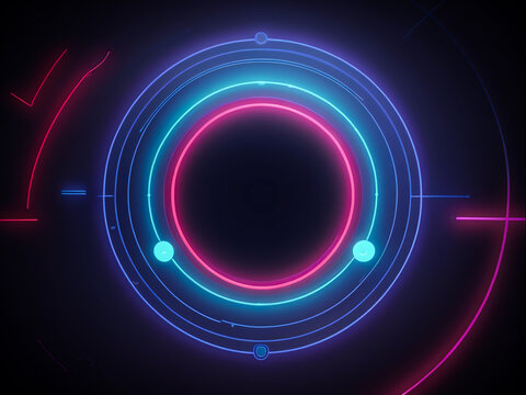 Cyber Circle Laser Figure on Dark Tech Abstract Background