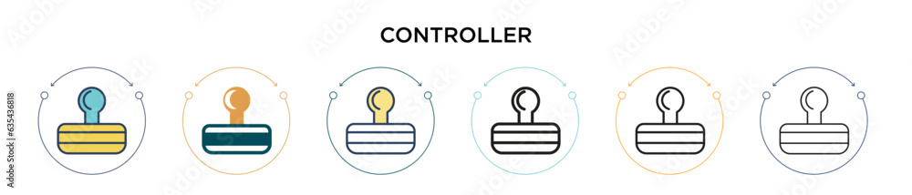 Aufkleber controller icon in filled, thin line, outline and stroke style. vector illustration of two colored a