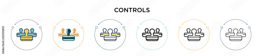 Aufkleber controls icon in filled, thin line, outline and stroke style. vector illustration of two colored and
