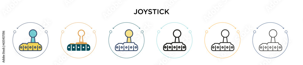 Poster joystick icon in filled, thin line, outline and stroke style. vector illustration of two colored and
