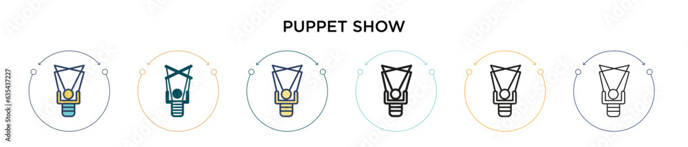 Poster puppet show icon in filled, thin line, outline and stroke style. vector illustration of two colored 