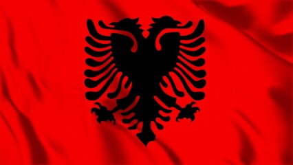 waving flag of albania