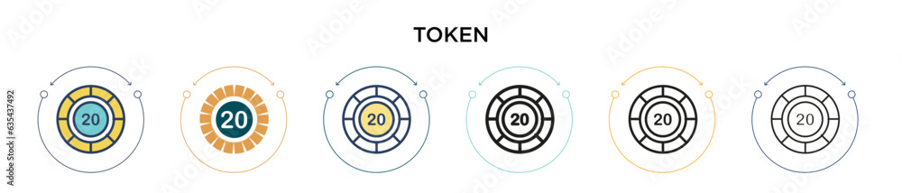 Poster token icon in filled, thin line, outline and stroke style. vector illustration of two colored and bl