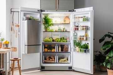 Stylish kitchen fridge electric. Generate Ai