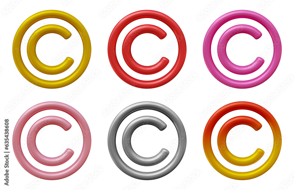 Poster set of copyright icon in 3d rendering isolated on transparent background for business copyright and 