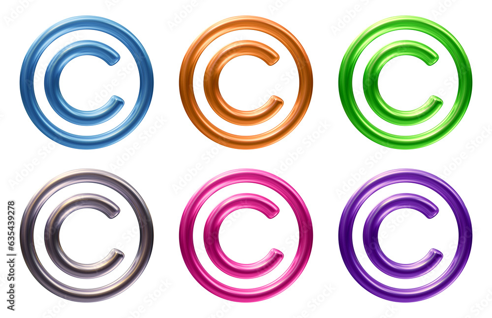 Poster set of copyright icon in 3d rendering isolated on transparent background for business copyright and 