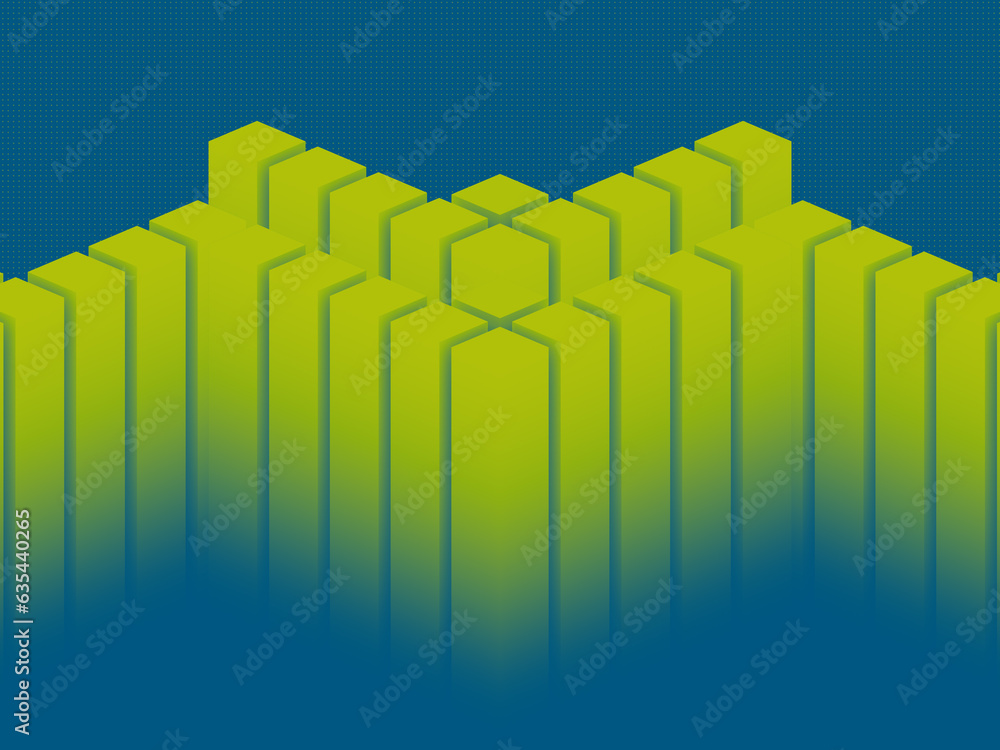 Poster Trendy and stylish abstract geometric background with yellow-green rectangular shapes. 3d rendering digital illustration