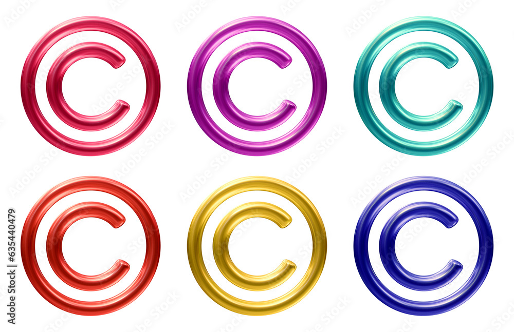 Poster set of copyright icon in 3d rendering isolated on transparent background for business copyright and 