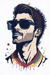 Man with sunglasses. AI generated illustration