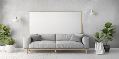 White blank board wall decor above sofa in sitting room