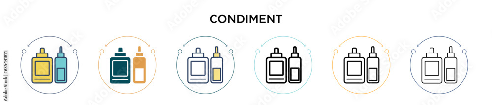 Poster condiment icon in filled, thin line, outline and stroke style. vector illustration of two colored an