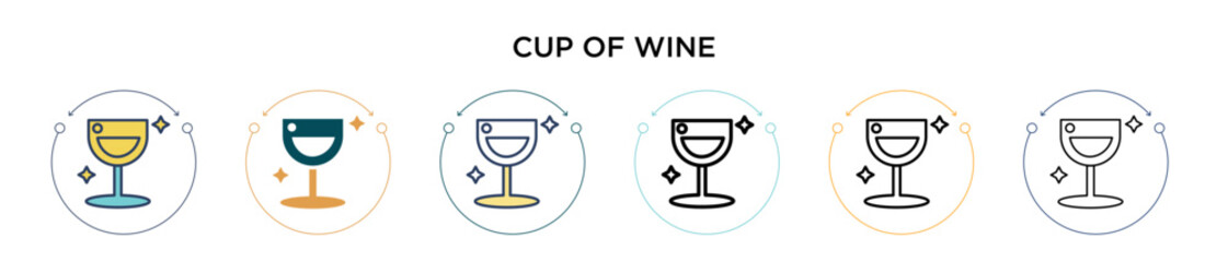 Cup of wine icon in filled, thin line, outline and stroke style. Vector illustration of two colored and black cup of wine vector icons designs can be used for mobile, ui, web