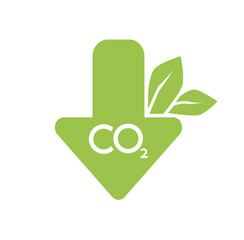 CO2 neutral icon. Carbon gas emission reduction green labels. Ecology, environment, air pollution improvement concept. Flat Vector