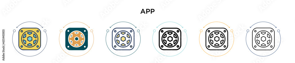 Poster app icon in filled, thin line, outline and stroke style. vector illustration of two colored and blac