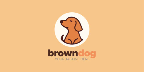 Fototapeta premium Elevate Your Brand with a Minimalist Cute Brown Dog Logo: Perfect for Pet Logo, Products for Dogs, Pet Shop, and More