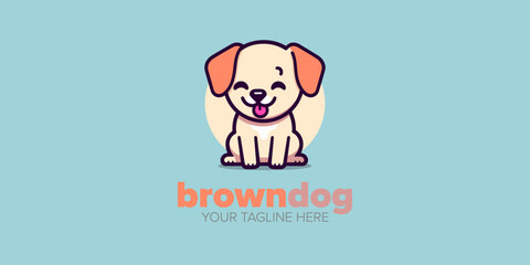 Tail-Wagging Design: Minimalist Cute Brown Dog Logo for Pet Logo, Products for Dogs, Vector, Pet Shop, Clinic & More